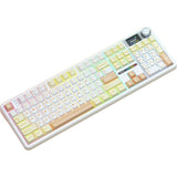 TECLADO MECANICO WIRELESS AULA F108 PRO RGB/100%/DISPLAY/STRAWBERRY MINT SW/ING/LIGHT YELLOW