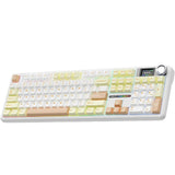 TECLADO MECANICO WIRELESS AULA F108 PRO RGB/100%/DISPLAY/STRAWBERRY MINT SW/ING/LIGHT YELLOW