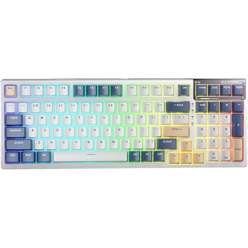TECLADO MECANICO WIRELESS AULA F98 RGB/95%/V3 NIMBUS SW/ING/BLUE/WHITE/PINK