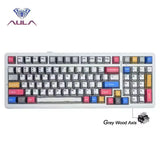 TECLADO MECANICO WIRELESS AULA F99 RGB/96%/V3 GRAY WOOD SW(LINEAR)/ING/COSMIC GRAY