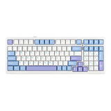 TECLADO MECANICO WIRELESS AULA F99 RGB/96%/V3 GRAY WOOD SW(LINEAR)/ING/LIGHT BLUE/WHI/DARK P