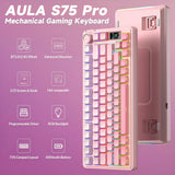 TECLADO MECANICO WIRELESS AULA S75 PRO RGB/75%/CARAMEL LATTE SW(LINEAR)/ING/GRADIENT PINK