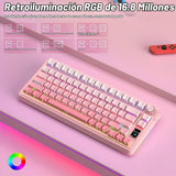 TECLADO MECANICO WIRELESS AULA S75 PRO RGB/75%/CARAMEL LATTE SW(LINEAR)/ING/GRADIENT PINK