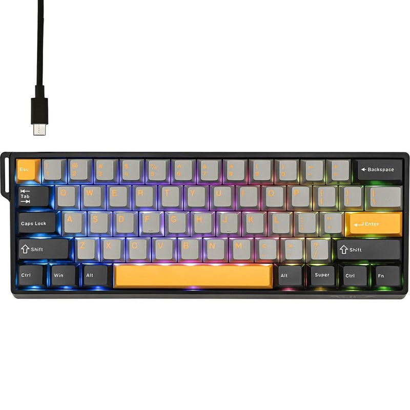 TECLADO MECANICO WIRED AULA WIN60HE MAX RGB/60%/8K/YONGCHUN MAGNETIC SW/DARK GREY/YELL
