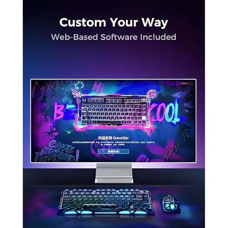 TECLADO MECANICO GRAVASTAR MERCURY V75 RGB/75%/8K/RT/MAGNET SW/STEALTH BLACK