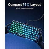 TECLADO MECANICO GRAVASTAR MERCURY V75 RGB/75%/8K/RT/MAGNET SW/STEALTH BLACK