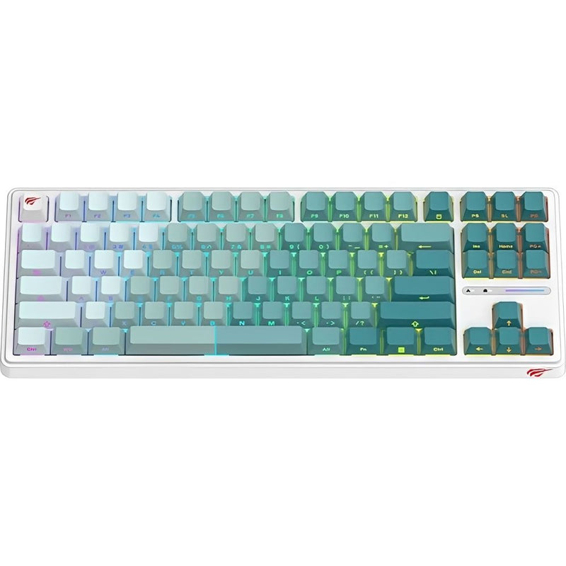 TECLADO MECANICO HAVIT KB901L RGB/80%/RED SW/USB-C/ING/WHITE GREEN