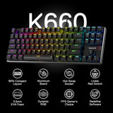 TECLADO MECANICO REDRAGON DHARMA TKL K660 RGB/80%/RED SWITCH/ING/BLACK 141865