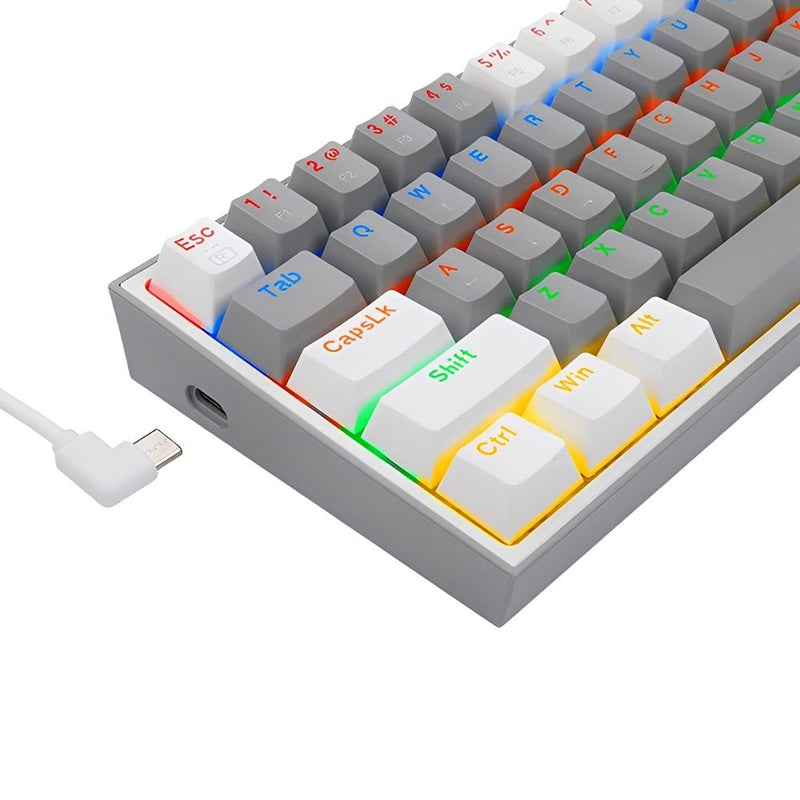 TECLADO REDRAGON K617-R FIZZ RAINBOW GRAY WHITE/RGB BLUE SWITCH 60% HOTSWAP