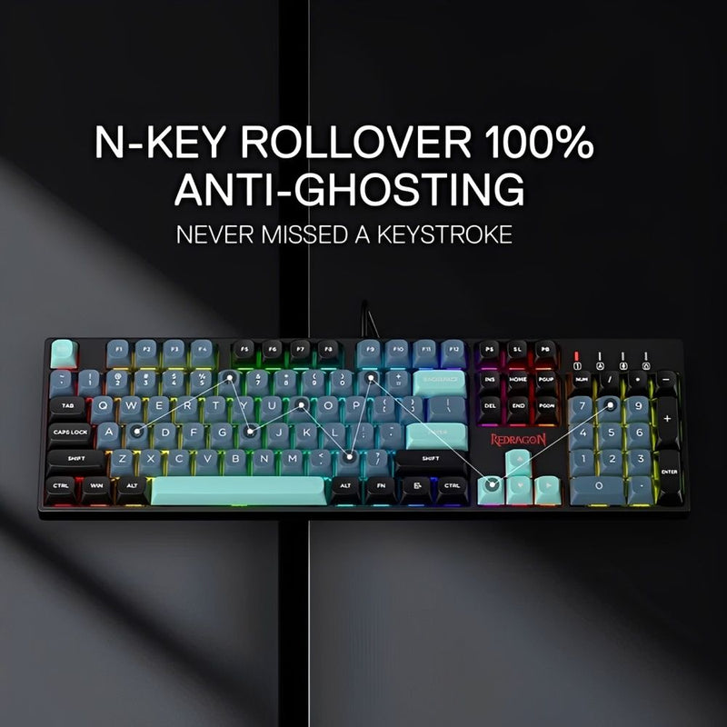 TECLADO REDRAGON SURARA K582GBG RGB SWITCH RED INGLES/BLACK/BLUE