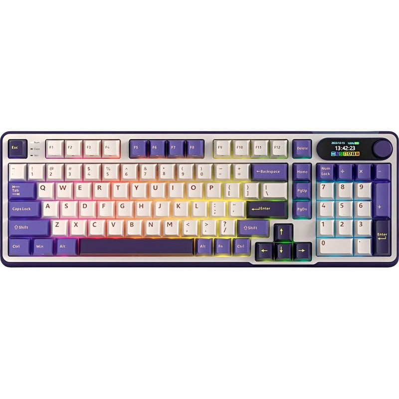 TECLADO MECANICO WIRELESS ROYAL KLUDGE S98 RGB/96%/CHARTREUSE SW/ING/BLACKBERRY MOUSSE
