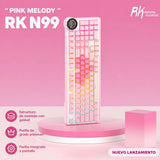 TECLADO MECANICO WIRELESS ROYAL KLUDGE N99 RGB/96%/CREAM SW/ING/PINK MELODY