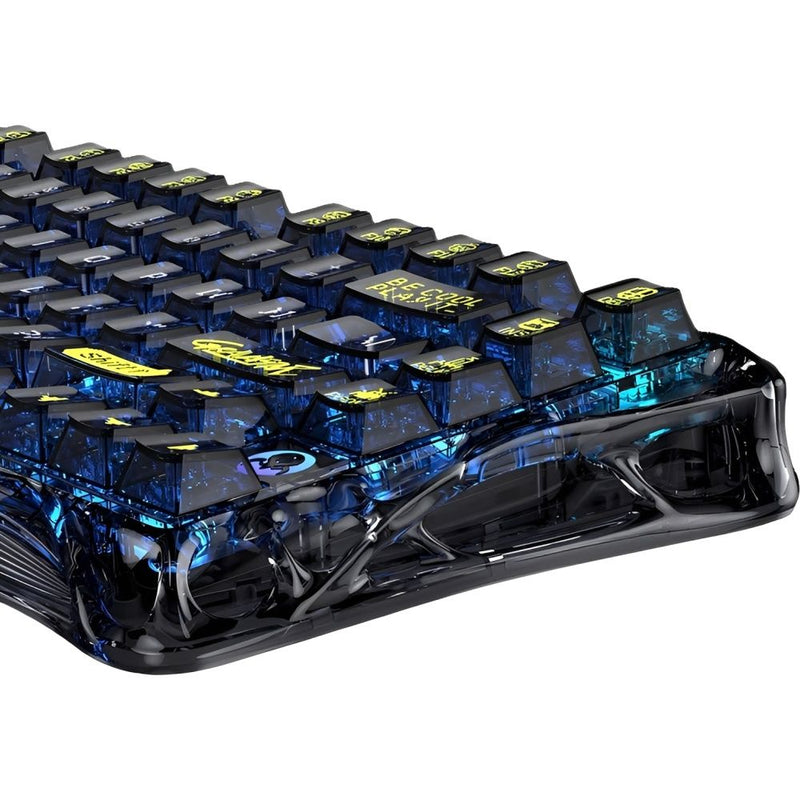 TECLADO MECANICO WIRELESS GRAVASTAR MERCURY K1 LITE RGB/75%/TRI MODE/TRANSPARENT BLACK