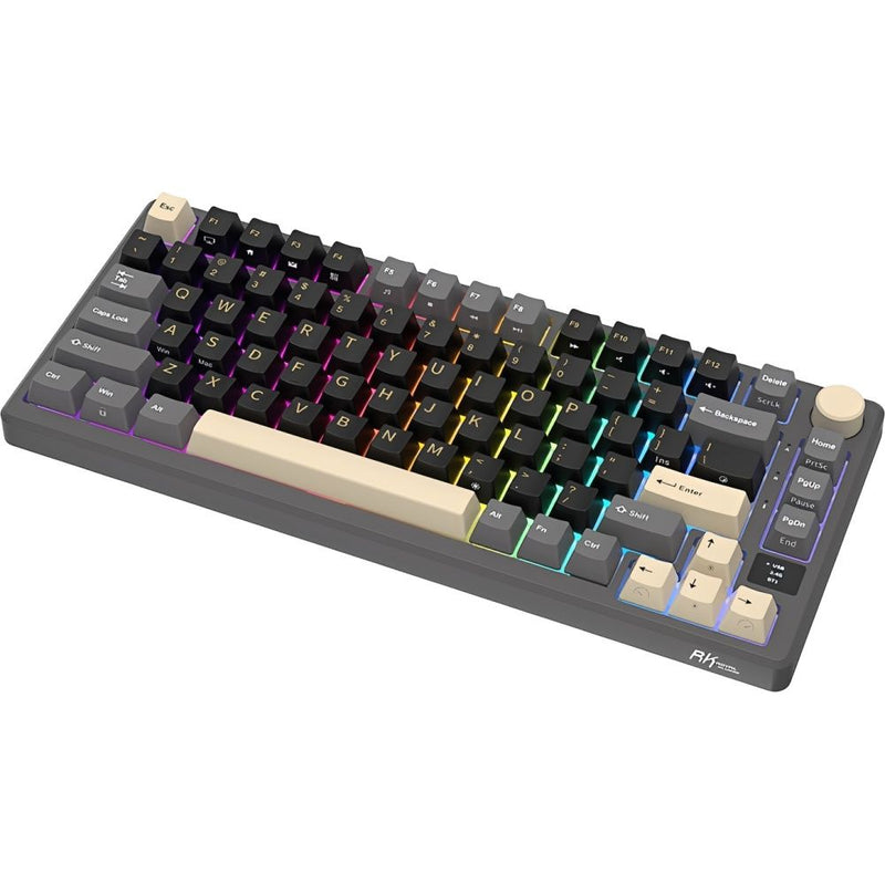 TECLADO MECANICO WIRELESS ROYAL KLUDGE M75 RGB/75%/TRI MODE/BEIGE SW/ING/PHANTOM