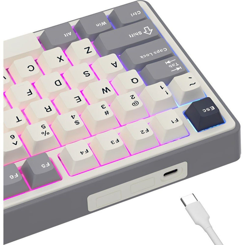 TECLADO MECANICO ROYAL KLUDGE R87PRO RGB/75%/CREAMY SWITCH/ING/HALF GREY
