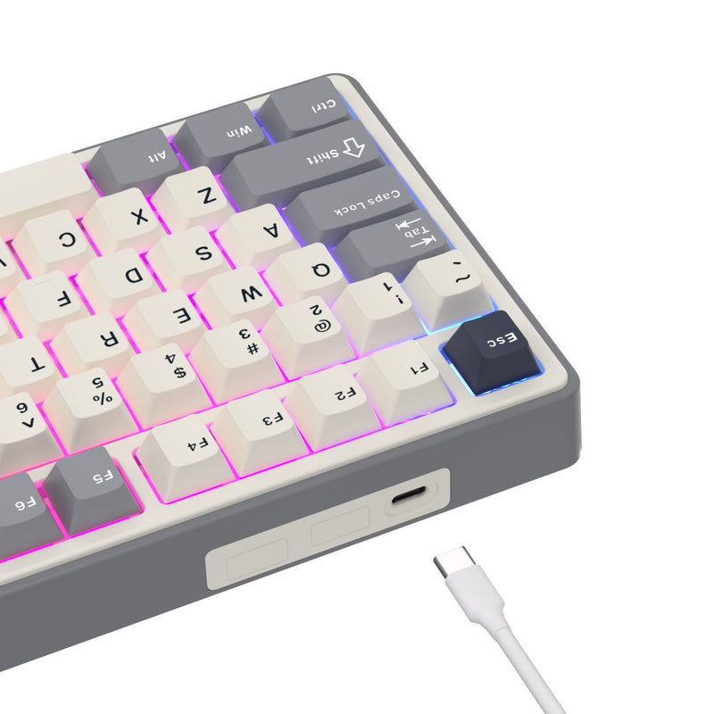 TECLADO MECANICO ROYAL KLUDGE R87PRO RGB/75%/BROWN SWITCH/ING/HALF GREY